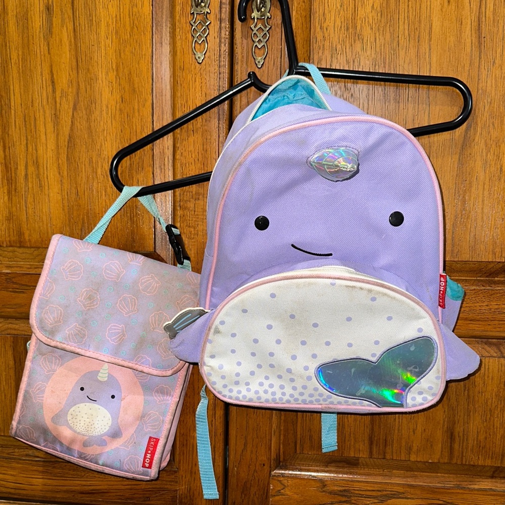 Skip Hop Narwhal Backpack and Lunch Bag - Purple and Pink